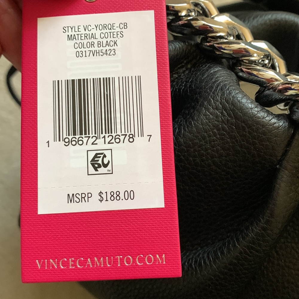 NWT VINCE CAMUTO BLACK LEATHER BAG - Picture 5 of 7